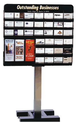         Each Profit Center displays business cards of local businesses         in the area.&nbsp; Each Center has 33 compartments and each compartment         can hold up to 200 business cards.&nbsp; There are also 3 brochure compartments         that businesses can pay an additional fee for.Howdoes it work?You(the operator) rent each business card compartment to businesses that are lookingfor advertising opportunities.&nbsp; They pay you to rent the compartment fora specified amount of time (usually on a monthly basis or yearly basis).&nbsp;Your job is to see to it that the Profit Center is located in an established,high traffic area (Such as a busy restaurant, hair salon, etc.) and to makesure that the rented compartments remain full of business cards, which are providedby the business owner.&nbsp; Simple!      How         much money can I make?         You can choose to charge whatever you like.&nbsp; Operators         of this business are known to charge from $10 - $30 permonthfor a business card slot.&nbsp; Most businesses choosing to advertisethrough you usually pre-pay you the fee for six months to a full year in advance.(For example $120 for a full year of advertising&nbsp;for one compartment.)&nbsp;If they choose to do a brochure compartment the fee becomes $360 a year.&nbsp;That is advertising for less than a dollar a day for them!      Where         should I locate my Centers?        The possibilities are endless!&nbsp; Any place that is         established and there is a lot of traffic in and out of the business usually         works.&nbsp; Places such as Oil changing shops, hair salons, restaurants,         gyms, doctors offices, doughnut shops, coffee houses. You are only limited         by your imagination and how hard you want to work it.       Dont         worry about placement. Do a search on Google for vending machine placement.         There are dozens of business that will find ,locations for your business         card display centers.      &nbsp;      You         cant beat this price to be your own boss!!!      Call         Adam @ 702 516 0251                                                                                                                                       &nbsp;       Location: SW/ Lakes/Summerlinits NOT ok to contact this poster with services or other commercial interests		
